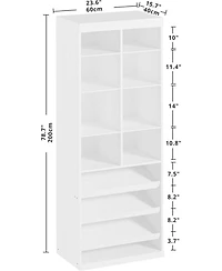 Ironck Closet Shoe Organizer Cabinet with Shelves and Cubbies, White