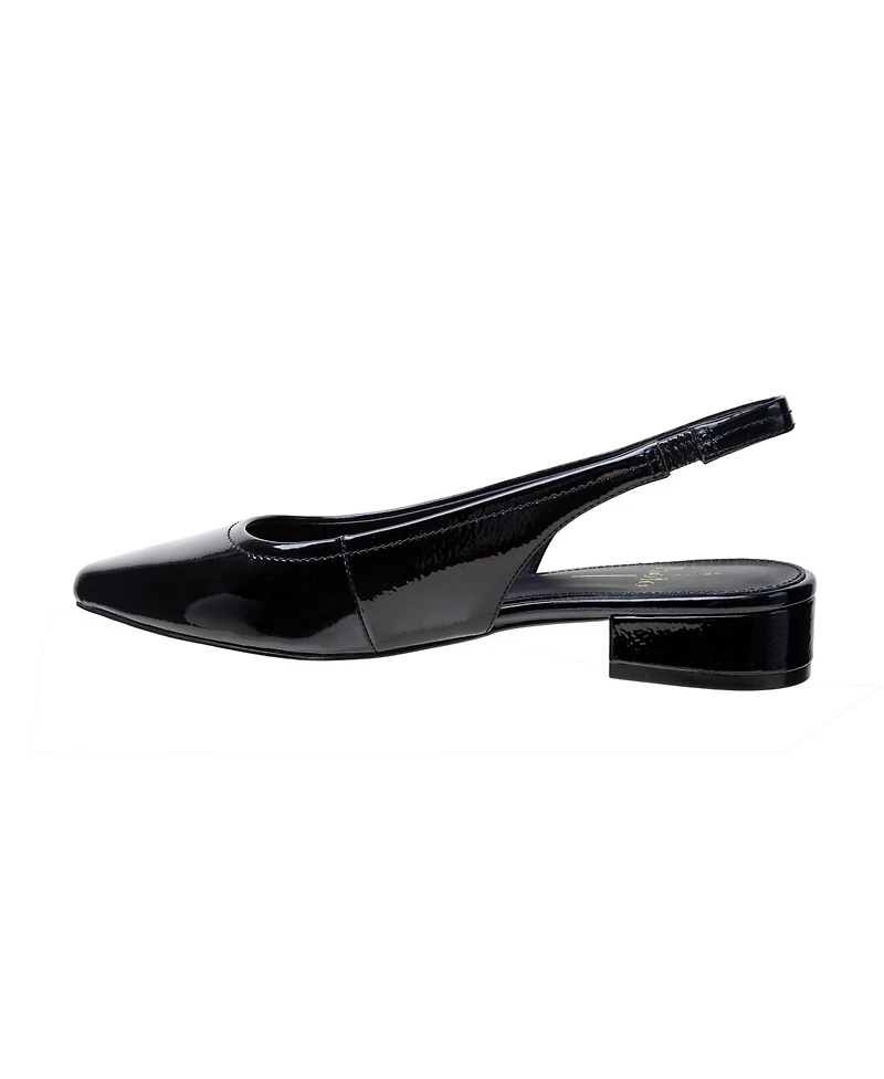 Cielo | Leather Low Block Heel Slingback Pumps