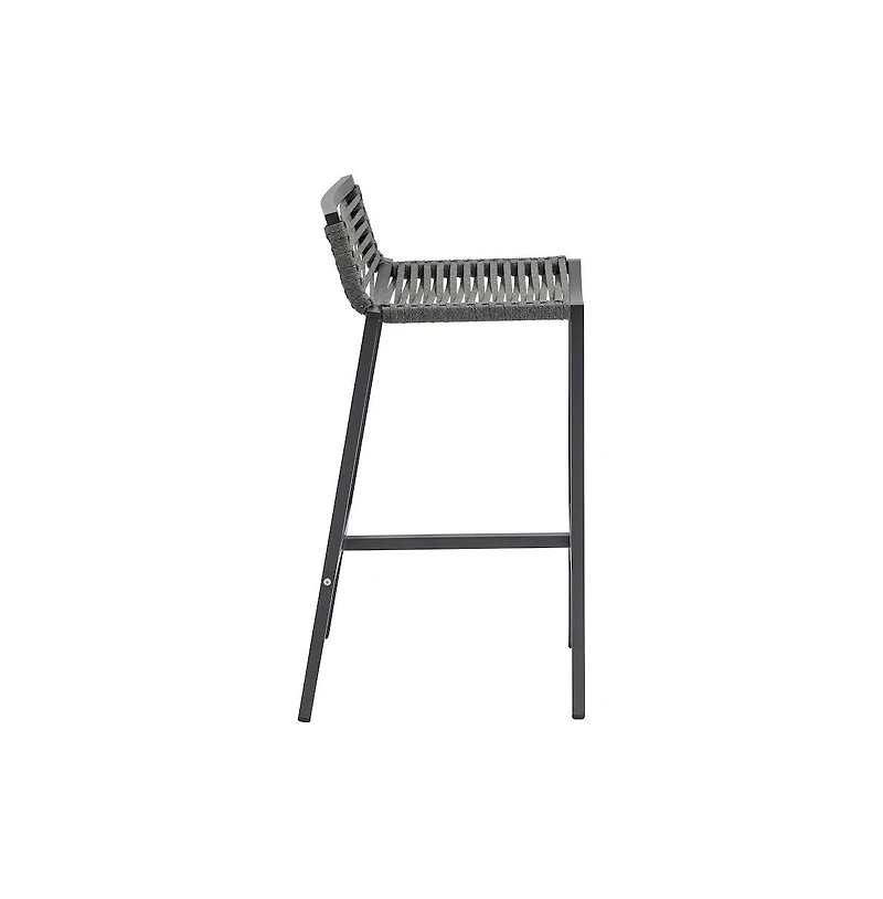 Meridian Furniture Maldives Grey Rope Fabric Outdoor Patio Barstool, Set of 2