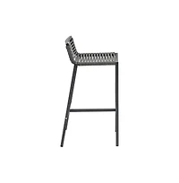 Meridian Furniture Maldives Grey Rope Fabric Outdoor Patio Barstool, Set of 2
