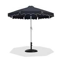 Meridian Furniture Amalfi Black With Cream Piping / Matte Black Metal Patio Umbrella with Base Sets