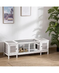 PawHut Rabbit Hutch, Bunny Cage, Guinea Pig House,