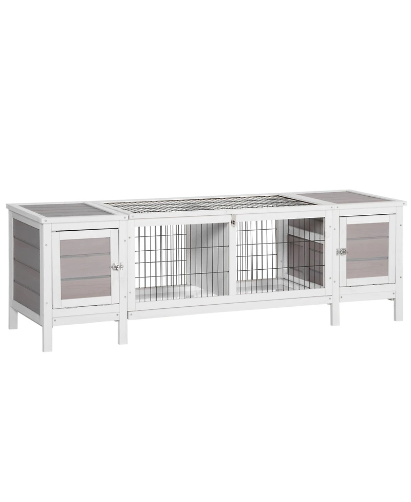PawHut Rabbit Hutch, Bunny Cage, Guinea Pig House,