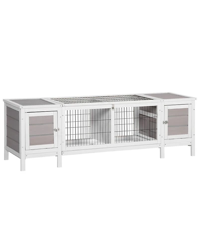 PawHut Rabbit Hutch, Bunny Cage, Guinea Pig House,