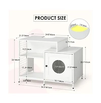 Aostirmotor White Cat Litter Box Enclosure Hidden Litter Washroom with Divider Indoor Large Cats