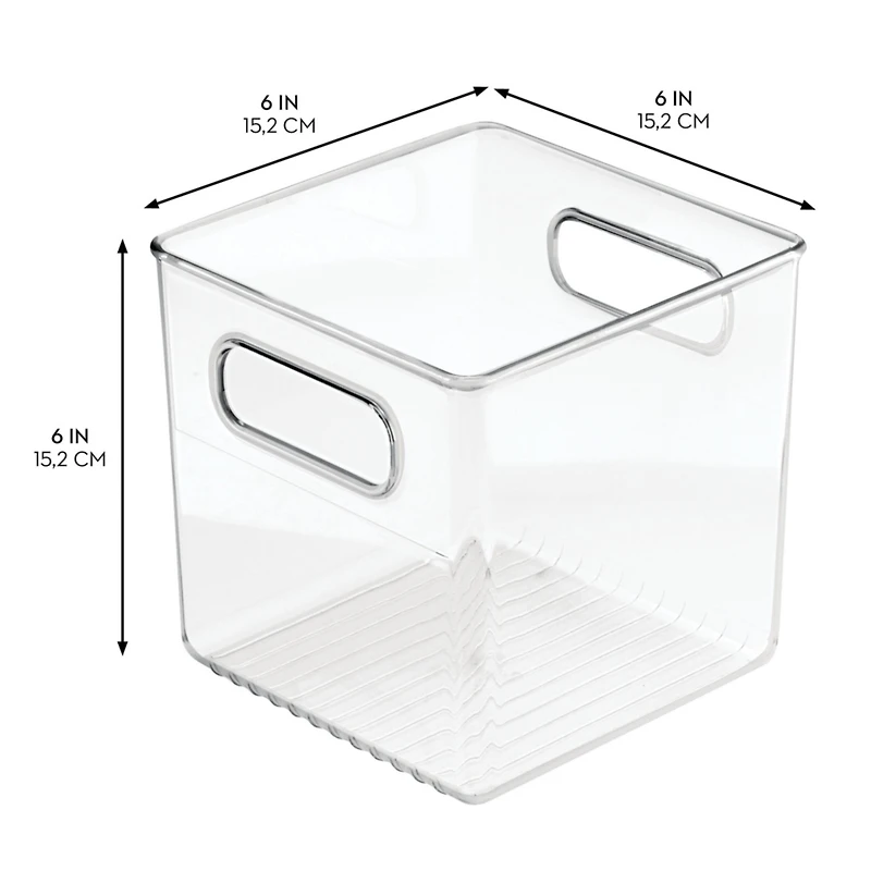 iDesign Cube Storage Bin with Handles for Pantry, Set of 2, Clear, Made in Usa