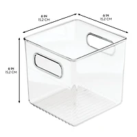 iDesign Cube Storage Bin with Handles for Pantry, Set of 2, Clear, Made in Usa
