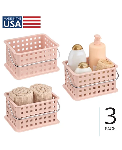 iDesign Small Stackable Shower Caddy Basket, Set of 3, Pink, Made in Usa