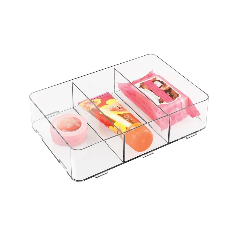 iDesign Interlocking 3-Section Plastic Drawer Organizer - Clear