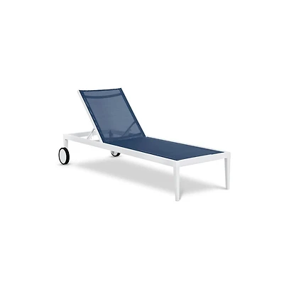Meridian Furniture Nizuc Navy Mesh Water Resistant Fabric Outdoor Patio Chaise Lounge Chair