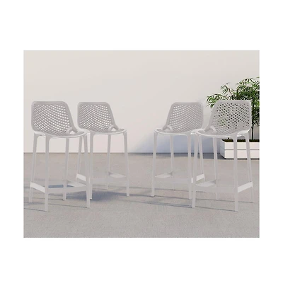 Meridian Furniture Mykonos Grey Outdoor Patio Stool, Set of 4