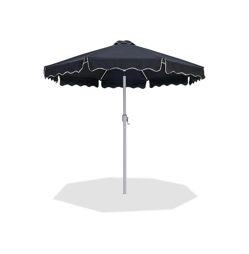 Meridian Furniture Amalfi Black With Cream Piping Fabric Patio Umbrellas