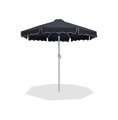 Meridian Furniture Amalfi Black With Cream Piping Fabric Patio Umbrellas