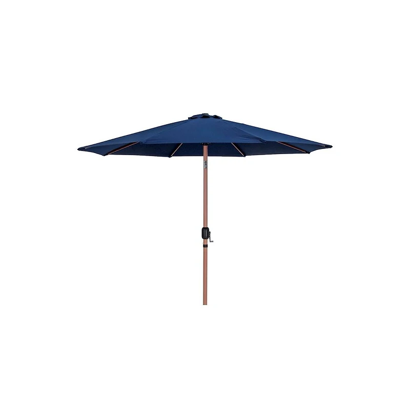 Meridian Furniture Fiji Navy Fabric / Teak Aluminum Patio Umbrella with Base Sets
