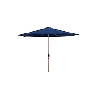 Meridian Furniture Fiji Navy Fabric / Teak Aluminum Patio Umbrella with Base Sets