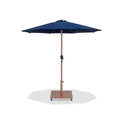 Meridian Furniture Fiji Navy Fabric / Teak Aluminum Patio Umbrella with Base Sets