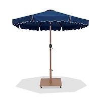 Meridian Furniture Amalfi Navy With Cream Piping / Teak Metal Patio Umbrella with Base Sets