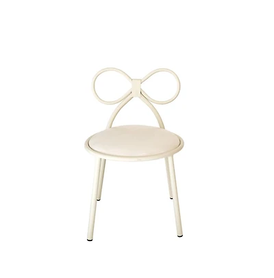 Csp Set Of 1 Metal Kids Bow Chair With White Vinyl Seat Cushion