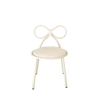 Csp Set Of 1 Metal Kids Bow Chair With White Vinyl Seat Cushion