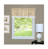 Kate Aurora Country Farmhouse Flax Linen Tie Up Window Valance - 58 in. W x 14 L