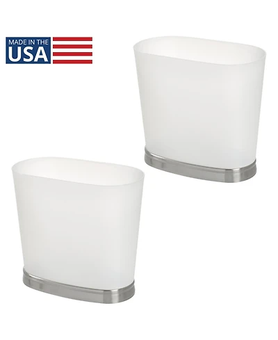 iDesign Small Oval Bathroom Trash Can - Frost/Brushed Nickel - Made in Usa
