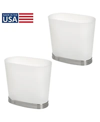 iDesign Small Oval Bathroom Trash Can - Frost/Brushed Nickel - Made in Usa