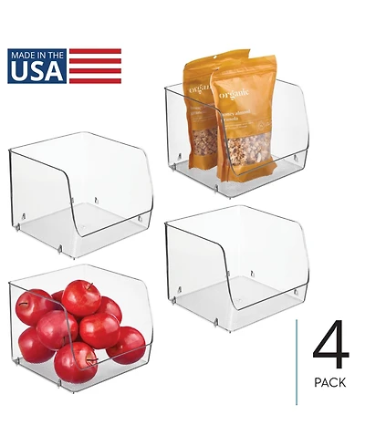 iDesign Stackable Open-Front Storage Bin - Set of 4 - Clear - Made in Usa