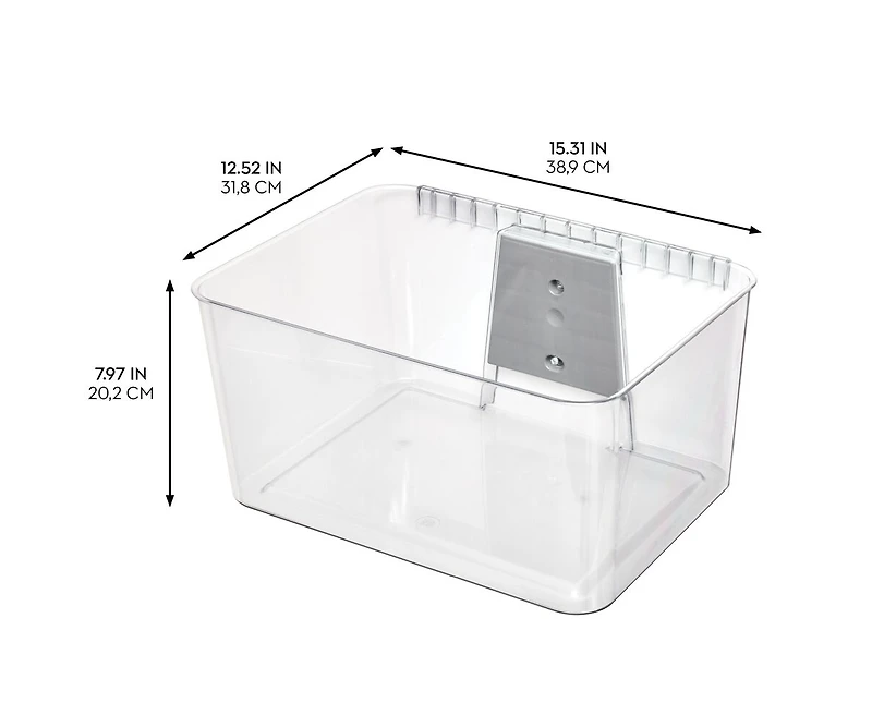 iDesign Large Wallspace Wall-Mounted Bin and Bracket - Set of 2 - Clear/Charcoal