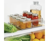 iDesign Divided Plastic Pantry Bin with Handle, Set of 2, Clear, Made in Usa
