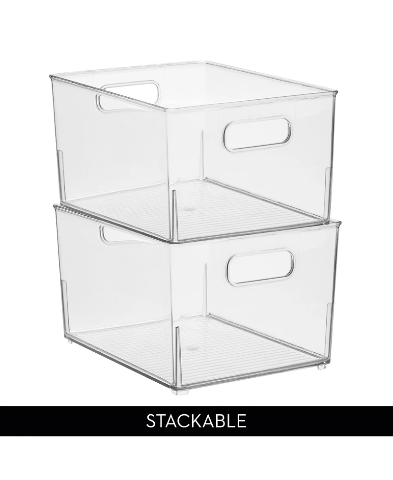 iDesign Small Stackable Bathroom Storage Bin - Set of 2 - Clear - Made in Usa