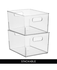 iDesign Small Stackable Bathroom Storage Bin - Set of 2 - Clear - Made in Usa