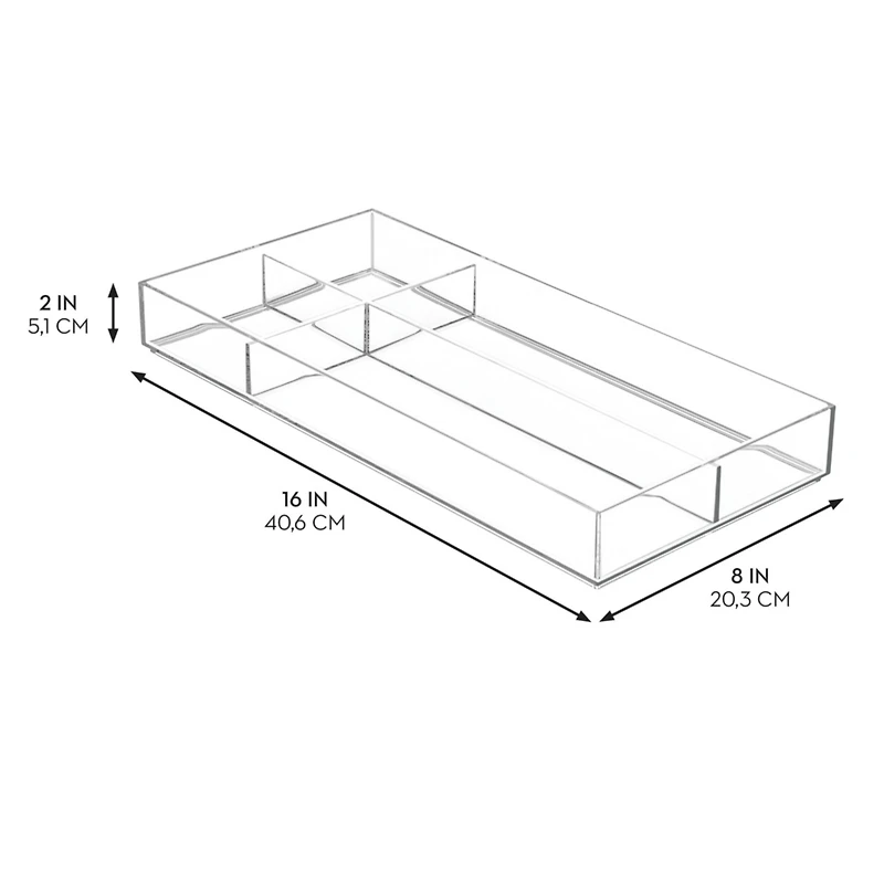iDesign 4-Section Stackable Makeup Drawer Organizer - Clear