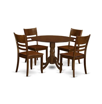 East West Furniture 5 Pc with 2 drop leaves and 4 Wood Kitchen Chairs in Espresso