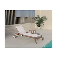 Meridian Furniture Maui Cream Water Resistant Fabric Outdoor Patio Lounger