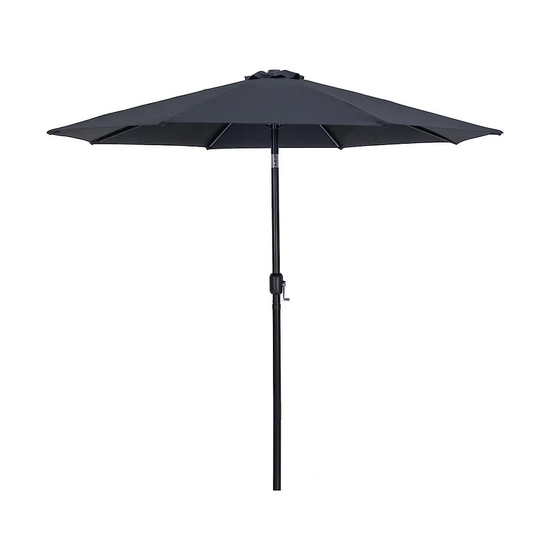 Meridian Furniture Fiji Black Fabric / Teak Aluminum Patio Umbrella with Base Sets