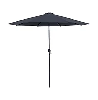 Meridian Furniture Fiji Black Fabric / Teak Aluminum Patio Umbrella with Base Sets