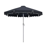 Meridian Furniture Amalfi Black With Cream Piping / Matte Black Metal Patio Umbrella with Base Sets