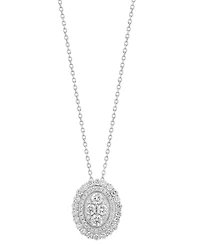 Effy Diamond Oval Halo Cluster 18" Pendant Necklace (1 ct. t.w.) in 14k White Gold