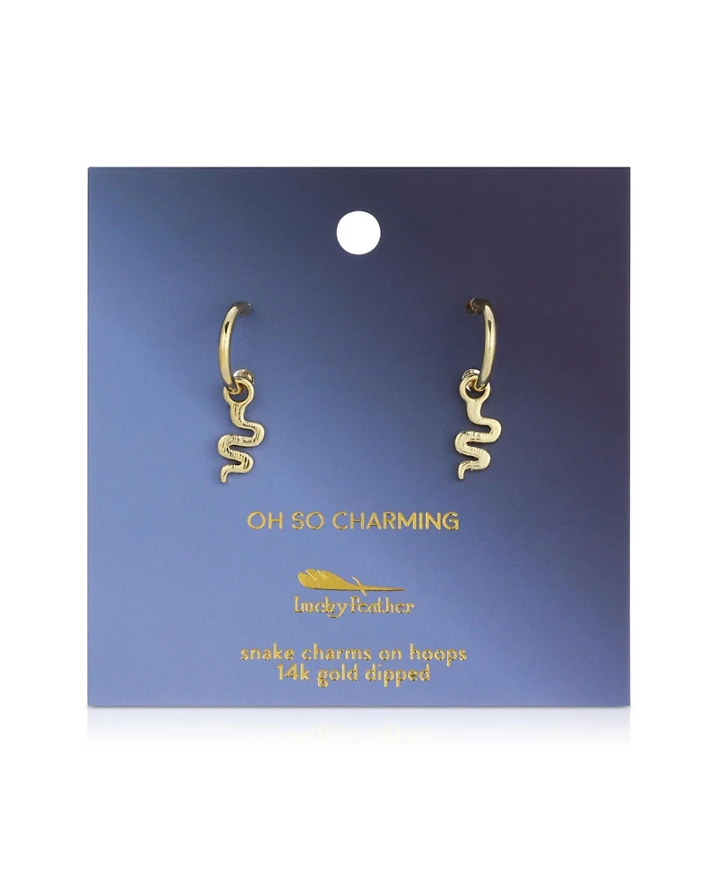 Lucky Feather Hoops with Drop - Snake