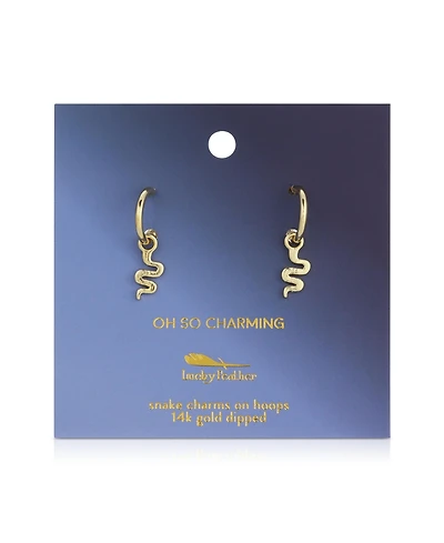 Lucky Feather Hoops with Drop - Snake