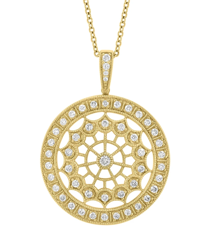 Effy Diamond Openwork Circle 18" Pendant Necklace (1/2 ct. t.w.) in 14k Gold