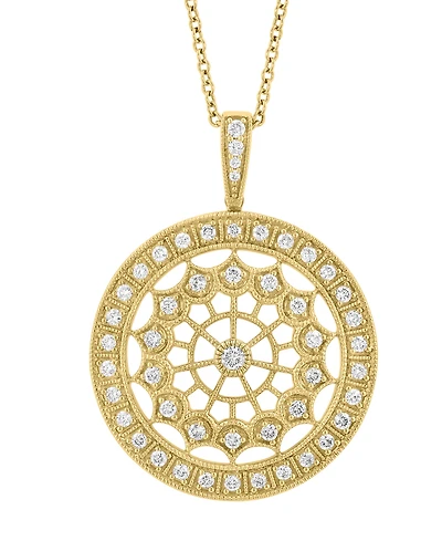 Effy Diamond Openwork Circle 18" Pendant Necklace (1/2 ct. t.w.) in 14k Gold