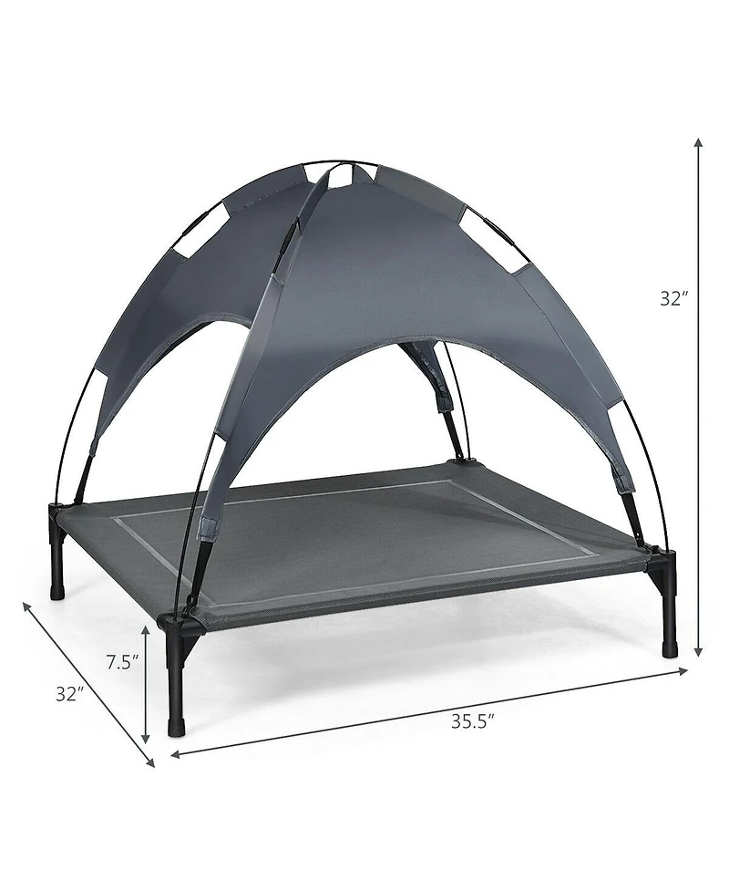 Akiudex Elevated Dog Bed with Removable Canopy for Indoor Outdoor Use