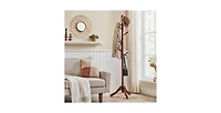 Slickblue Freestanding Solid Wood Coat Rack with 8 Hanging Hooks, Modern Design