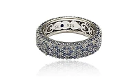 Suzy Levian Sterling Silver Sapphire & Created White Pave Eternity Band Ring