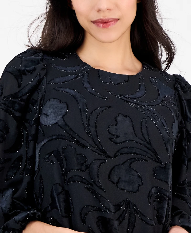 Anne Klein Women's Blouson-Sleeve Burnout Shift Dress