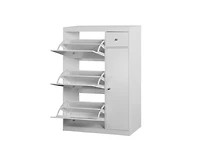 Fvanirror reestanding Tipping Bucket Shoe Rack Organizer with 3 Flip Drawers, Adjustable Storage Cabinet Shelf for Entryway Narrow