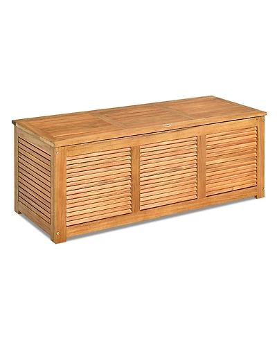 46 Gallon Acacia Wood Storage Bench Box for Patio, Garden, Deck