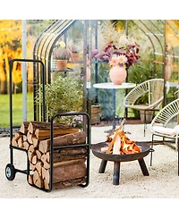 Akiudex Firewood Log Cart Carrier with Anti-Slip and Wear-Resistant Wheels