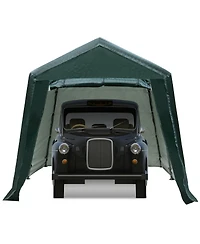Akiudex Outdoor Carport Shed with Sidewalls and Waterproof Ripstop Cover - 8 x 14 Feet